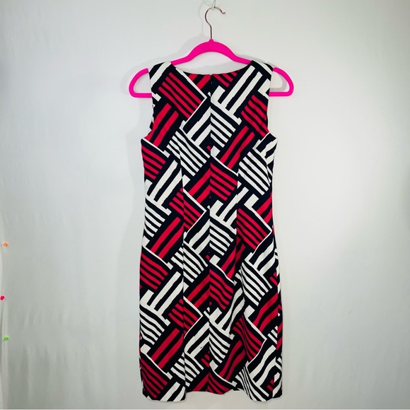 Kim Rogers Bright Geometric Pattern Vintage Sheath Tailored Career Dress Sz 10 - Picture 2 of 11